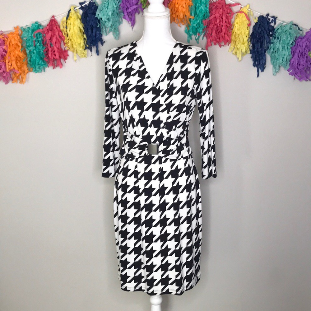 Houndstooth Wrap Dress
